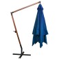 vidaXL Sombrilla colgante con palo madera de abeto azul celeste 3x3 m