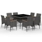 vidaXL Set de comedor de jardín 9 pzas ratán PE y madera acacia gris vidaXL Set de comedor de jardín 9 pzas ratán PE y madera acacia gris