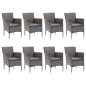 vidaXL Set de comedor de jardín 9 pzas ratán PE y madera acacia gris vidaXL Set de comedor de jardín 9 pzas ratán PE y madera acacia gris