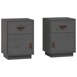 vidaXL Mesitas de noche 2 uds madera maciza de pino gris 40x34x55 cm