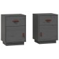 vidaXL Mesitas de noche 2 uds madera maciza de pino gris 40x34x55 cm vidaXL Mesitas de noche 2 uds madera maciza de pino gris 40x34x55 cm