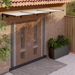 vidaXL Marquesina puerta policarbonato negro y transparente 297,5x90cm