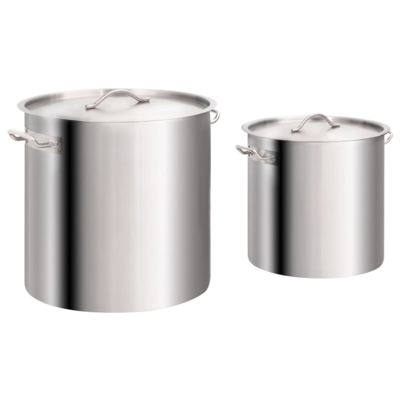vidaXL Juego de ollas 2 piezas de acero inoxidable 98/50 L