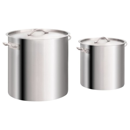 vidaXL Juego de ollas 2 piezas de acero inoxidable 98/50 L