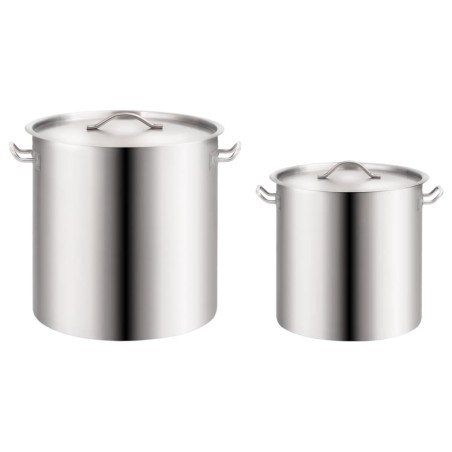vidaXL Juego de ollas 2 piezas de acero inoxidable 98/50 L