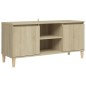 vidaXL Mueble de TV patas madera maciza roble Sonoma 103,5x35x50 cm vidaXL Mueble de TV patas madera maciza roble Sonoma 103,5x35x50 cm