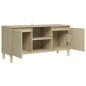 vidaXL Mueble de TV patas madera maciza roble Sonoma 103,5x35x50 cm vidaXL Mueble de TV patas madera maciza roble Sonoma 103,5x35x50 cm