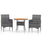 vidaXL Juego comedor de jardín 3 piezas ratán sintético gris vidaXL Juego comedor de jardín 3 piezas ratán sintético gris