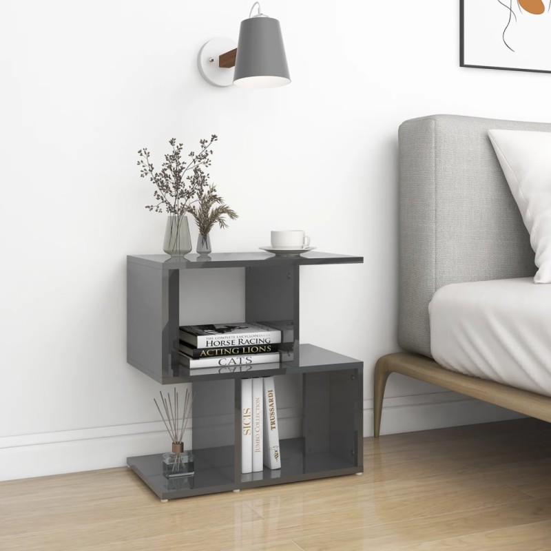vidaXL Mesitas de noche 2 uds contrachapada gris brillo 50x30x51,5 cm vidaXL Mesitas de noche 2 uds contrachapada gris brillo 50x30x51,5 cm