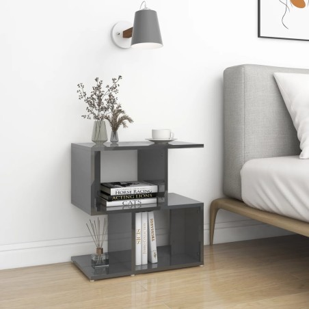vidaXL Mesitas de noche 2 uds contrachapada gris brillo 50x30x51,5 cm