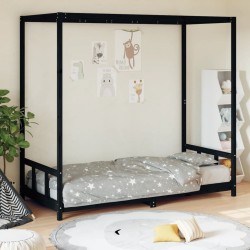 vidaXL Estructura de cama para niños madera de pino negro 90x200 cm