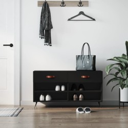 vidaXL Banco zapatero madera de ingeniería negro 102x35x55 cm