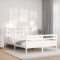 vidaXL Estructura de cama con cabecero madera maciza blanco 140x190 cm vidaXL Estructura de cama con cabecero madera maciza blanco 140x190 cm