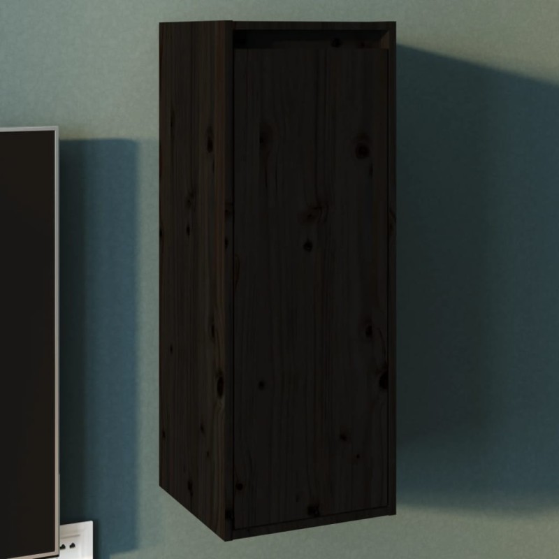 vidaXL Armario de pared de madera maciza de pino negro 30x30x80 cm vidaXL Armario de pared de madera maciza de pino negro 30x30x80 cm