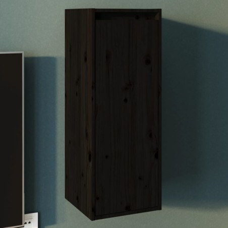 vidaXL Armario de pared de madera maciza de pino negro 30x30x80 cm