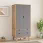 vidaXL Armario OTTA madera maciza pino marrón y gris 76,5x53x172 cm vidaXL Armario OTTA madera maciza pino marrón y gris 76,5x53x172 cm