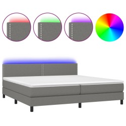 vidaXL Cama box spring colchón y luces LED tela gris claro 200x200 cm
