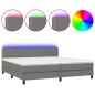 vidaXL Cama box spring colchón y luces LED tela gris claro 200x200 cm