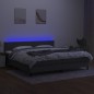 vidaXL Cama box spring colchón y luces LED tela gris claro 200x200 cm