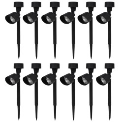 vidaXL Foco LED solar de exterior 12 uds negro