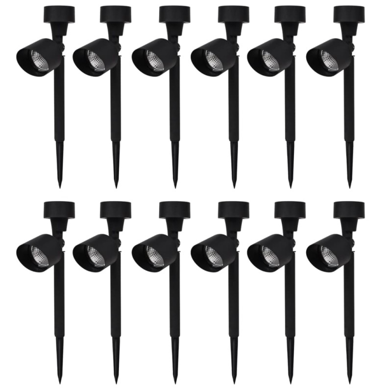 vidaXL Foco LED solar de exterior 12 uds negro vidaXL Foco LED solar de exterior 12 uds negro