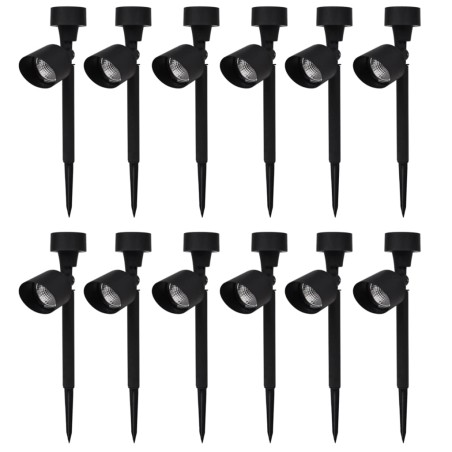 vidaXL Foco LED solar de exterior 12 uds negro
