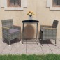 vidaXL Set de bistró jardín 3 pzs ratán sintético vidrio templado gris vidaXL Set de bistró jardín 3 pzs ratán sintético vidrio templado gris