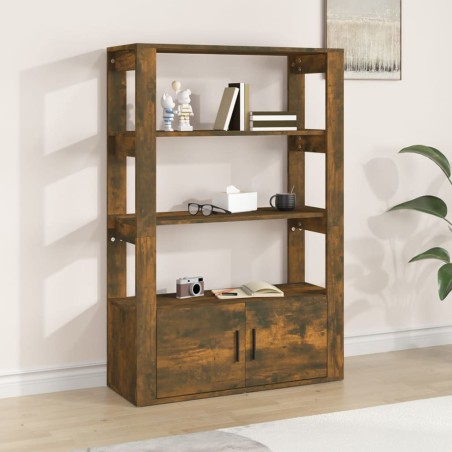 vidaXL Aparador madera contrachapada roble ahumado 80x30x119,5 cm