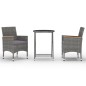 vidaXL Set de bistró jardín 3 pzs ratán sintético vidrio templado gris vidaXL Set de bistró jardín 3 pzs ratán sintético vidrio templado gris