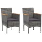 vidaXL Set de bistró jardín 3 pzs ratán sintético vidrio templado gris vidaXL Set de bistró jardín 3 pzs ratán sintético vidrio templado gris