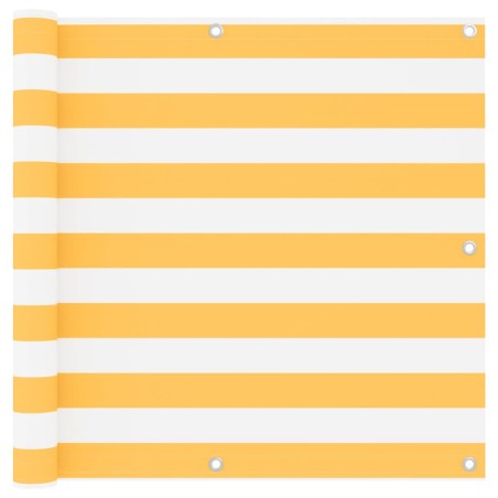 vidaXL Toldo para balcón tela oxford blanco y amarillo 90x400 cm