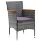 vidaXL Set de bistró jardín 3 pzs ratán sintético vidrio templado gris vidaXL Set de bistró jardín 3 pzs ratán sintético vidrio templado gris