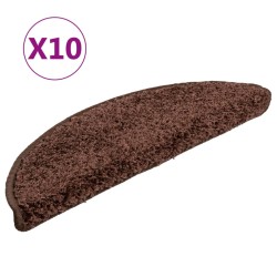 vidaXL Alfombrillas de escalera 10 unidades marrón 56x17x3 cm