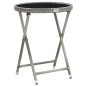 vidaXL Set de bistró jardín 3 pzs ratán sintético vidrio templado gris vidaXL Set de bistró jardín 3 pzs ratán sintético vidrio templado gris