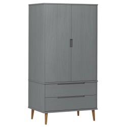 vidaXL Armario MOLDE madera maciza de pino gris 90x55x175 cm