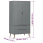 vidaXL Armario MOLDE madera maciza de pino gris 90x55x175 cm vidaXL Armario MOLDE madera maciza de pino gris 90x55x175 cm