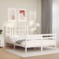 vidaXL Estructura de cama con cabecero madera maciza blanco 140x190 cm vidaXL Estructura de cama con cabecero madera maciza blanco 140x190 cm