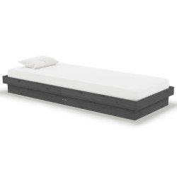 vidaXL Estructura de cama individual madera maciza gris 2FT6 75x190 cm