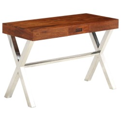 vidaXL Escritorio de madera maciza de acacia acabado miel 110x50x76 cm