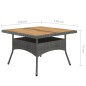 vidaXL Set de comedor de jardín 9 pzas ratán PE y madera acacia gris 