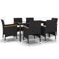 vidaXL Set de comedor de jardín 7 pzas ratán sintético vidrio negro vidaXL Set de comedor de jardín 7 pzas ratán sintético vidrio negro