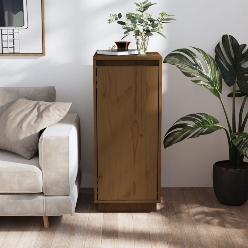 vidaXL Aparador de madera maciza de pino marrón miel 31,5x34x75 cm vidaXL Aparador de madera maciza de pino marrón miel 31,5x34x75 cm
