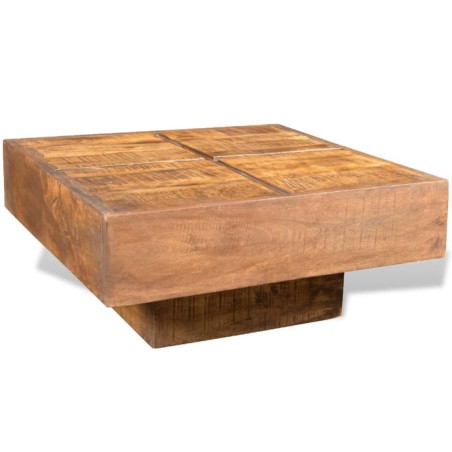 vidaXL Mesa de centro cuadrada de madera de mango marrón 