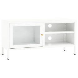 vidaXL Mueble para el televisor acero y vidrio blanco 90x30x44 cm