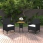 vidaXL Juego de comedor para jardín 3 piezas ratán sintético negro