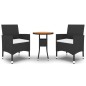 vidaXL Juego de comedor para jardín 3 piezas ratán sintético negro