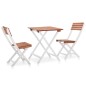 vidaXL Set muebles jardín 3 pzas madera maciza acacia marrón y blanco vidaXL Set muebles jardín 3 pzas madera maciza acacia marrón y blanco