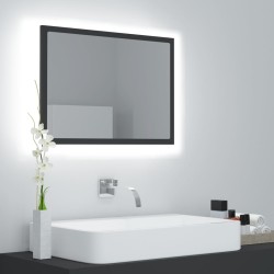 vidaXL Espejo de baño acrílico gris brillo 60x8,5x37 cm