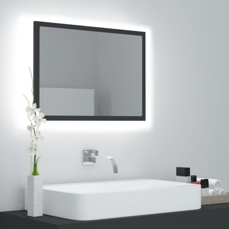 vidaXL Espejo de baño acrílico gris brillo 60x8,5x37 cm