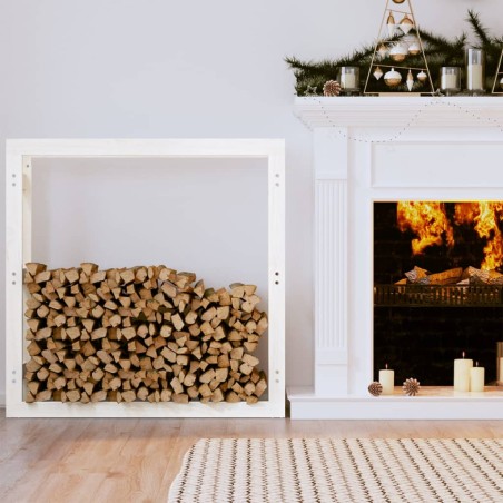 vidaXL Estante para leña madera maciza de pino blanco 100x25x100 cm